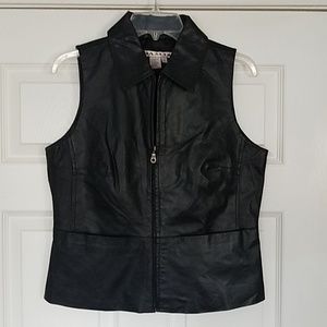 AMI Black Leather Vest S